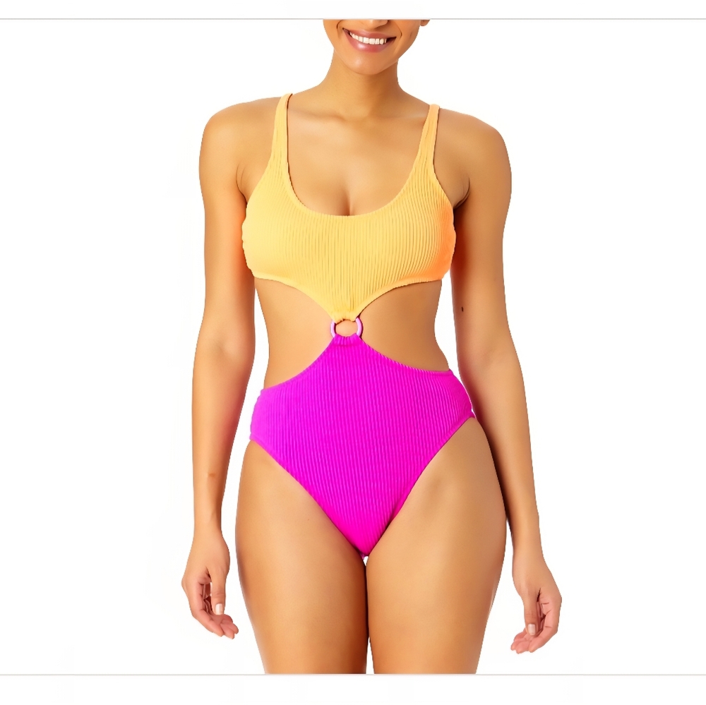 Salt & Cove Juniors' Colorblocked One- Piece Monokini, Peach, XS